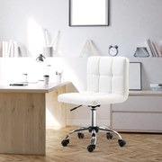 HOMCOM scaun rotativ din piele sintetica, 46x51x76-88cm, alb | Aosom Romania