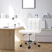 HOMCOM scaun rotativ din piele sintetica, 46x51x76-88cm, alb | Aosom Romania