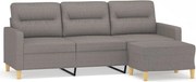 vidaXL Canapea cu 3 locuri și taburet, taupe, 180 cm, material textil