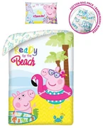 Purcelușa Peppa Beach husa de pat 140×200cm, 70×90 cm