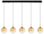 Lustra moderna cu 5 pendule LED, Metal, Sticla, Champaign, ORENDA
