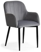 Scaun tapitat Tulip gri inchis/negru