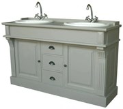 Dulap pentru 2 lavoare, gri, din lemn masiv de pin, Country Chic