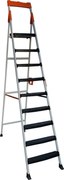 Scara dubla pliabila din aluminiu emailat HouseXL® Harbinger, Plianta, Maxim 155 kg, Trepte si platforma acoperite cu plastic anti-aderent, Picioare