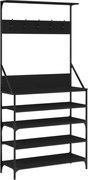 vidaXL Suport de haine cu raft de pantofi, negru, 90x34x184 cm
