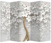 Paravan - Copac alb cu flori (210x170 cm)