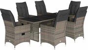 vidaXL Set mobilier de grădină cu perne, 7 piese, gri, poliratan