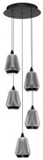 Lustra moderna cu 5 pendule LED, Metal, Sticla, Fumuriu, ALISH