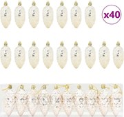 vidaXL Minge din con de brad de Crăciun 40 pcs Șampanie Plastic