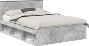vidaXL Cadru de pat cu headboard Beton 140 x 190 cm Lemn compozit