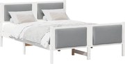 vidaXL Cadru de pat cu headboard Gri deschis 140 x 200 cm țesătură