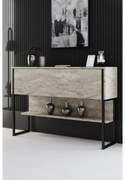 Măsuță consolă Luna 4 (Travertin + Negru) . 1102316