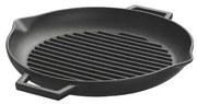 Placa grill BBQ rotunda 31cm cu 2 guri de scurgere, fonta Perfect Home 15502