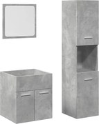 vidaXL Set mobilier de baie, 3 piese, gri beton, lemn compozit
