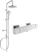 Mexen Carl set de duș aparente cu duș de ploaie și baterie de duș termostatică Cube, crom - 77200240-00