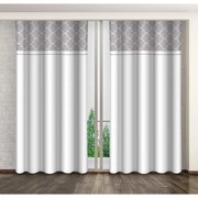 Draperie modernă cu model culoarea albă prindere cu cleme Lungime: 250 cm