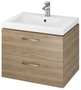 Set dulap baie suspendat 2 sertare Lara cu lavoar Como inclus, 60 cm, nuc