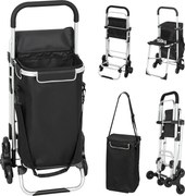 HOMCOM Cărucior de Cumpărături cu Geantă Impermeabilă de 40L, 46x59.5x97 cm, Negru și Argintiu | Aosom Romania