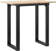 vidaXL Masă bucătărie, cadru O, 80x50x75,5 cm lemn masiv pin și Oţel