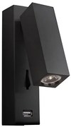 Aplica moderna cu spot LED directionabil USB Charger Hotel negru