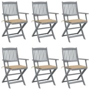 vidaXL Scaune pliante de exterior cu perne 6 buc. lemn masiv de acacia