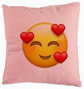 Perna Decorativa, Model Emoji In Love, 40x40 cm, Roz, Husa Detasabila, Burduf