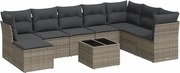 vidaXL Set canapele de grădină, 9 piese, cu perne, gri, poliratan
