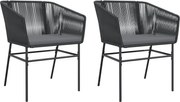 vidaXL Scaune de grădină cu perne, 2 buc., negru, poliratan