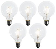 Set de 5 becuri LED E27 reglabile în 3 trepte G95 4W 450 lm 2700K