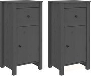 vidaXL Servante, 2 buc., gri, 40x35x80 cm, lemn masiv de pin