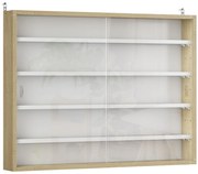 HOMCOM Raft de Perete cu 5 Nivele și Vitrină cu 2 Uși din Sticlă și 4 Rafturi Reglabile | Aosom Romania