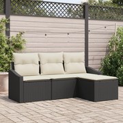 vidaXL Set de canapele pentru grădină 4 pcs Negru Rattan poli