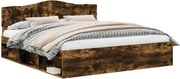 vidaXL Cadru de pat Stejar fumuriu 200 x 200 cm Lemn de pin masiv