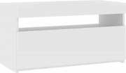 vidaXL Comodă TV cu lumini LED, alb, 75x35x40 cm