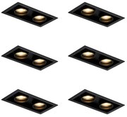 Set de 6 spoturi încastrate moderne negre reglabile cu 2 lumini - Roof