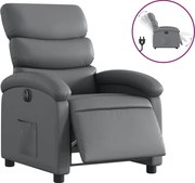 vidaXL Fotoliu rabatabil electric, gri, piele ecologică