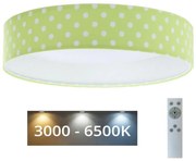 Plafonieră LED dimabilă GALAXY KIDS LED/24W/230V verde/alb buline + telecomandă