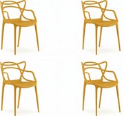 Set 4 bucati scaune din plastic KATO, mustar