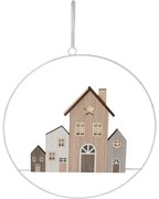 Decorație de Crăciun suspendată Winter Houses, 30cm, luminoasă, cu baterii