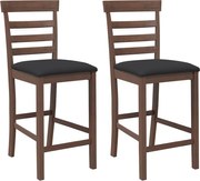 vidaXL Scaune de bar cu perne 2 buc din cauciuc din lemn masiv maro