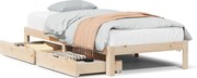 vidaXL Cadru de pat pentru copii cu sertare, 90x190 cm, lemn masiv pin