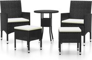 vidaXL Set mobilier de grădină, 5 piese, negru, poliratan