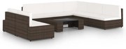 vidaXL Set mobilier de grădină cu perne, 8 piese, maro, poliratan