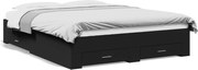 vidaXL Cadru pat cu sertare negru extralucios 150x200cm lemn prelucrat