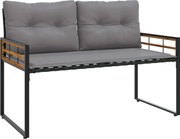 vidaXL Bancă cu strat din lemn cu pernă Gri deschis 114 x 55 x 77 cm