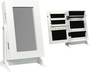 Cutiuță de bijuterii mică albă cu oglindă 21 x 15 x 35 cm