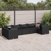 vidaXL Set mobilier de grădină cu perne, 7 piese, negru, poliratan