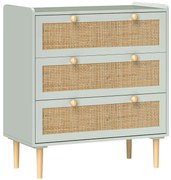 HOMCOM Comoda pentru dormitor cu 3 sertare, fronturi din rachita, comoda pentru hol, intrare, MDF, Verde | Aosom Romania