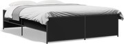 vidaXL Cadru de pat, negru, 135x190 cm, lemn prelucrat și metal