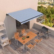 vidaXL Copertină retractabilă manual, albastru și alb, 400x350 cm